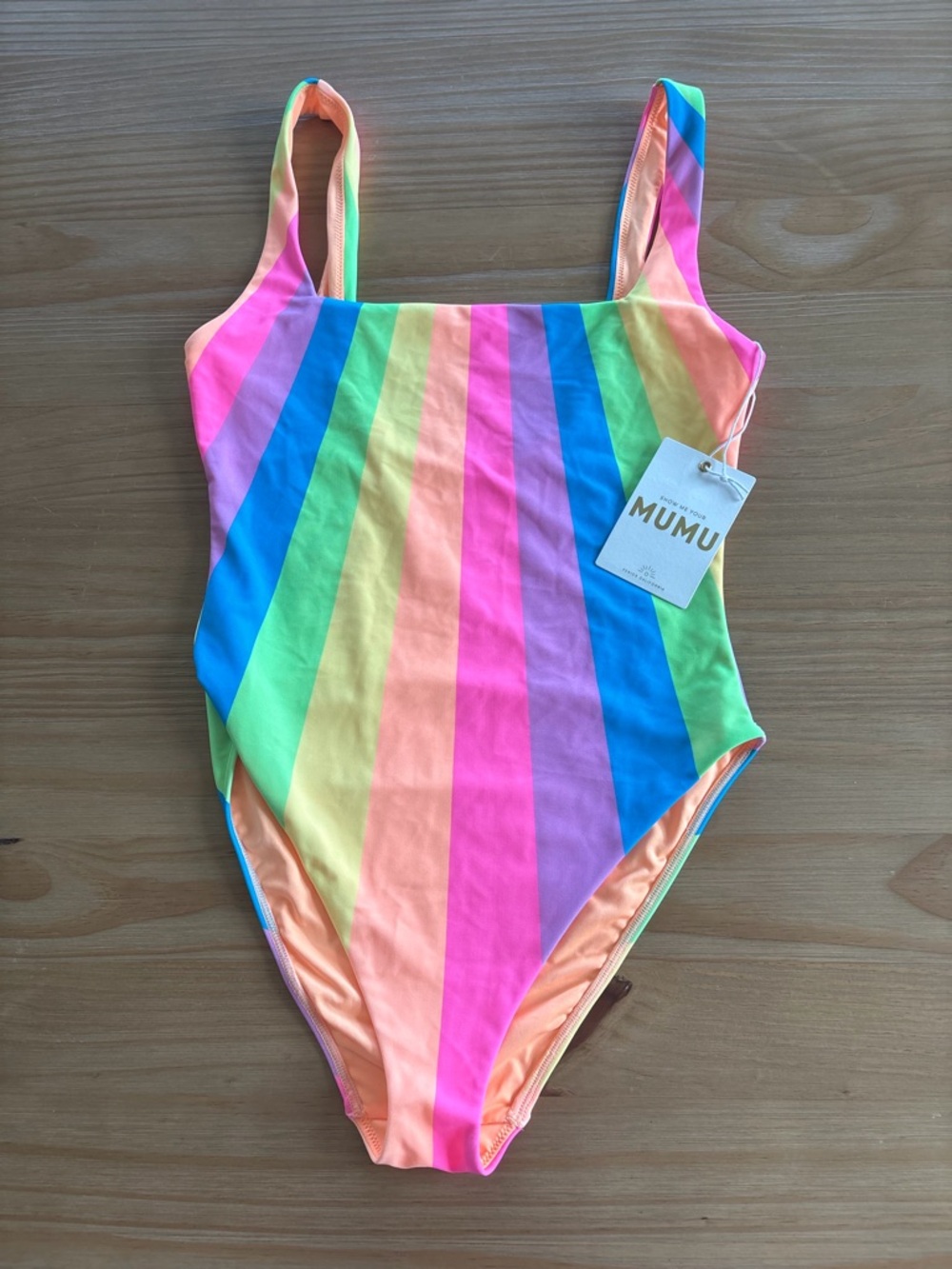 SHOW ME YOUR MUMU WOMANS Rainbow Stripe One-Piece Swimsuit - Multi